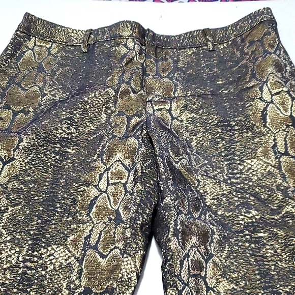 Worthington Black & Gold Snake Print Nightout Evening Ankle Pants - Picture 3 of 12